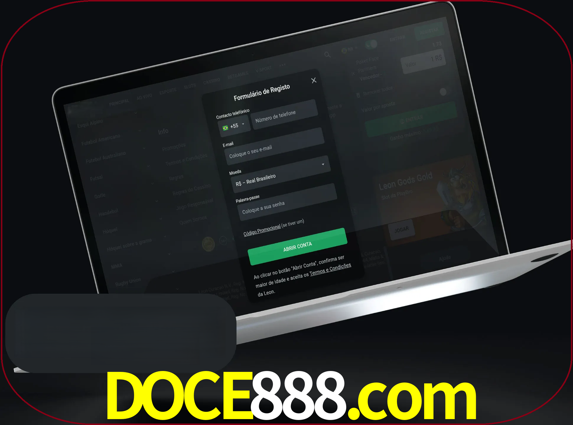 Abra o site da LeonBet e crie sua própria conta.
