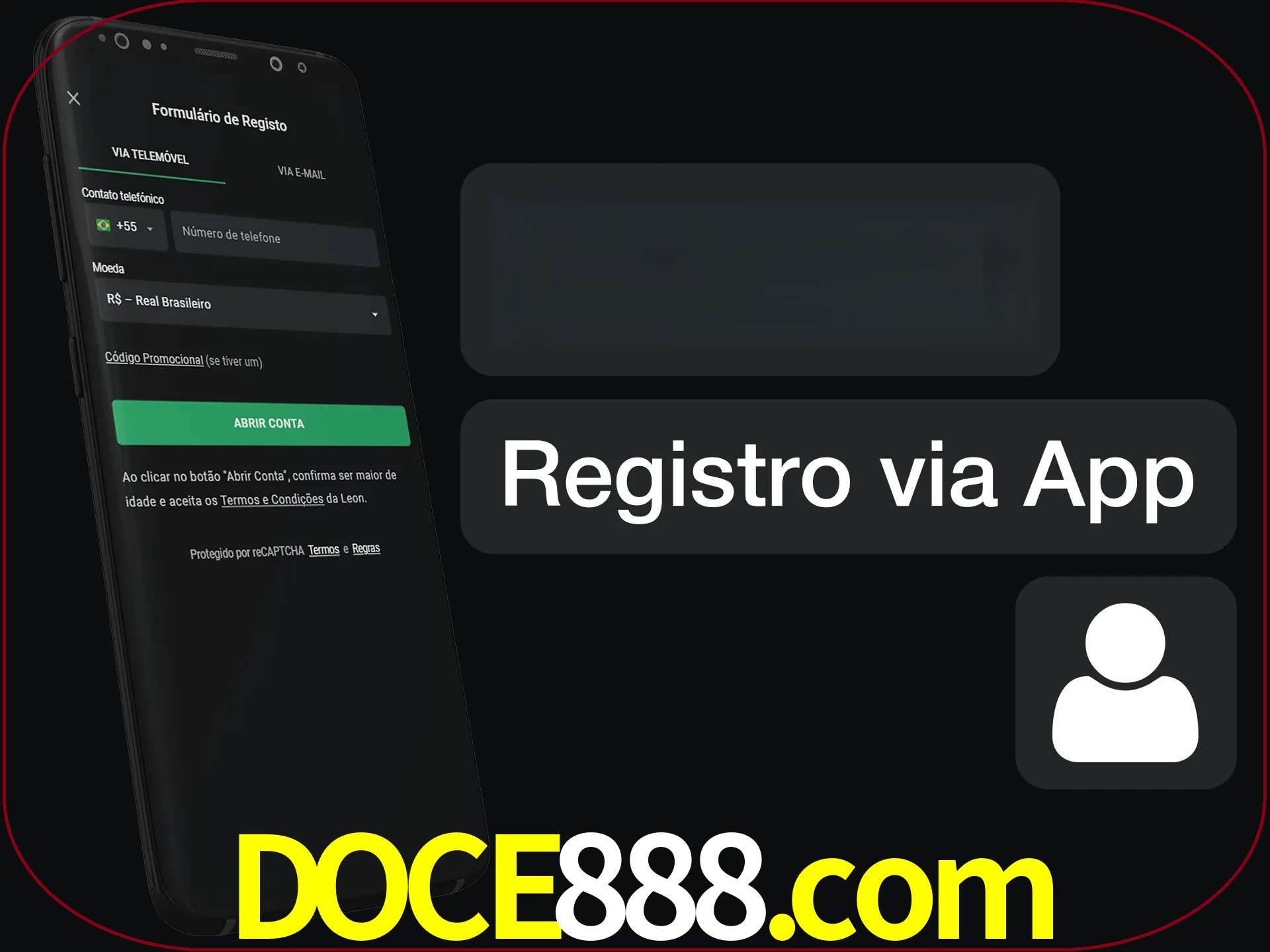 Registre-se com duas etapas usando o aplicativo.