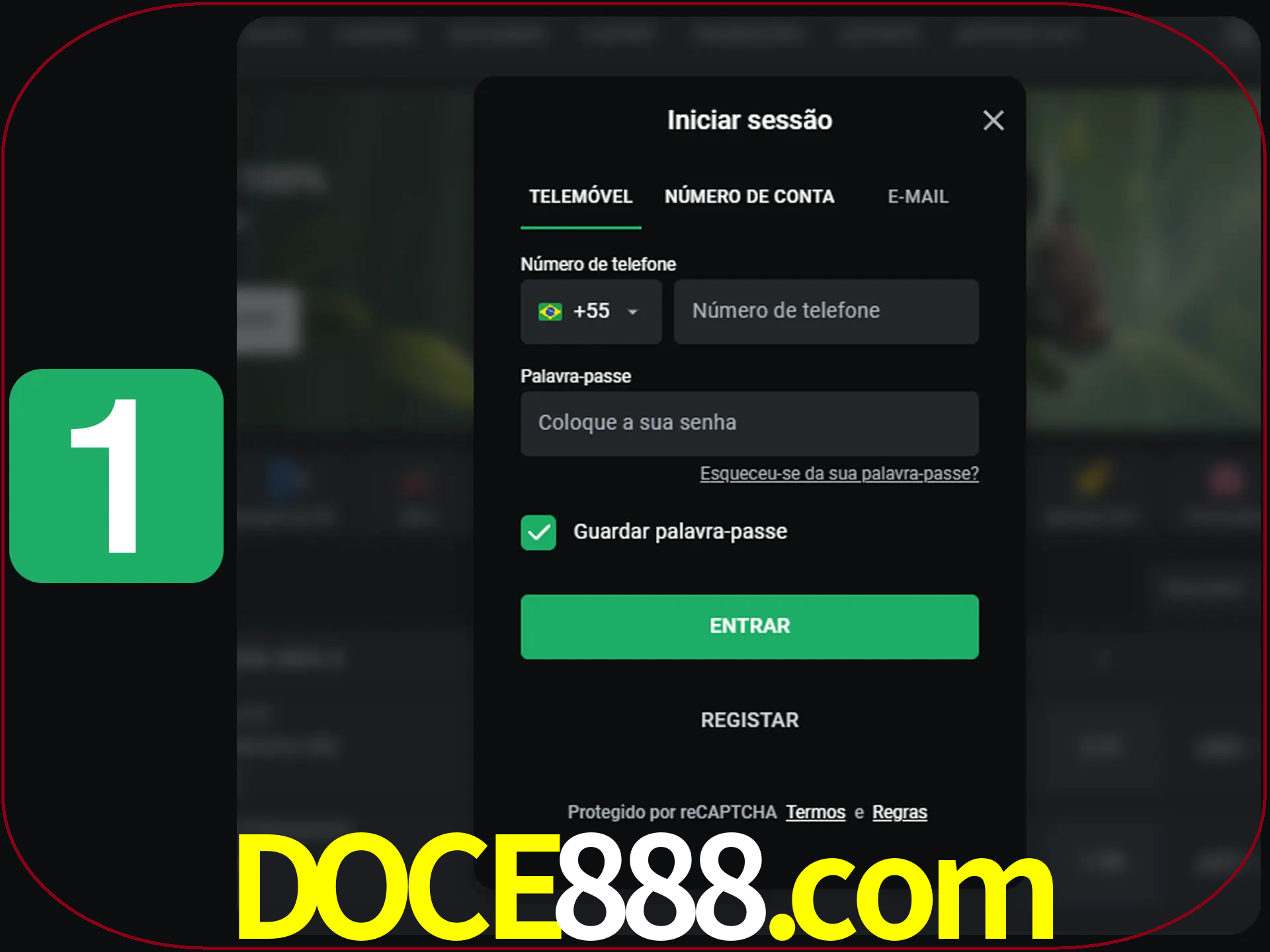 Clique no botão Entrar.